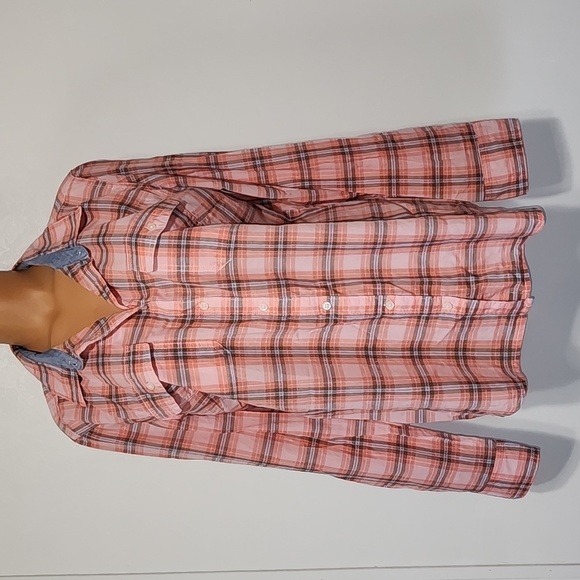 St John's Bay Plaid Buttondown Long Sleeve Top Pink Size Xtra Small - Picture 5 of 5